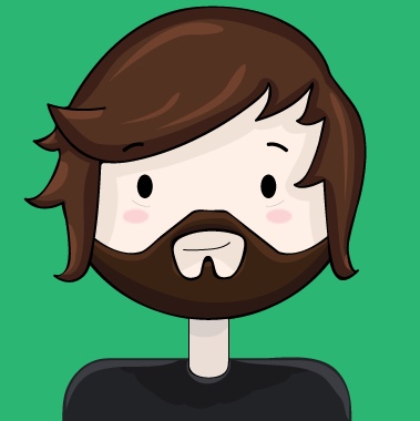 Simple digital self-portrait with brown hair and a beard